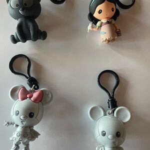 Disney Character Keychain Set - Black, Pink, Gray